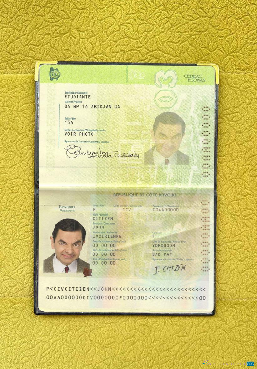 Download Cote D'lvoire passport photo look Photoshop template